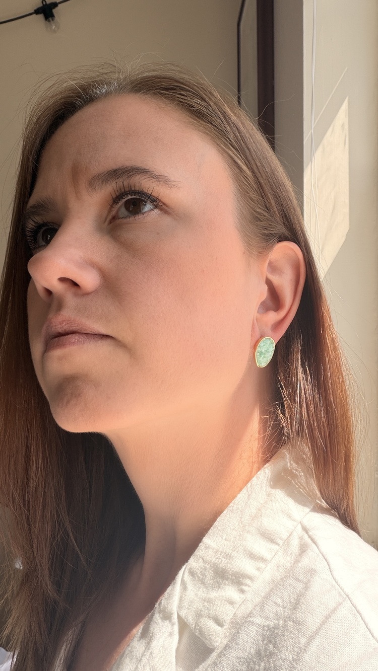 Circle of Fragments Earrings - 18k Gold Plated - Amazonite - Picture 2 of 4
